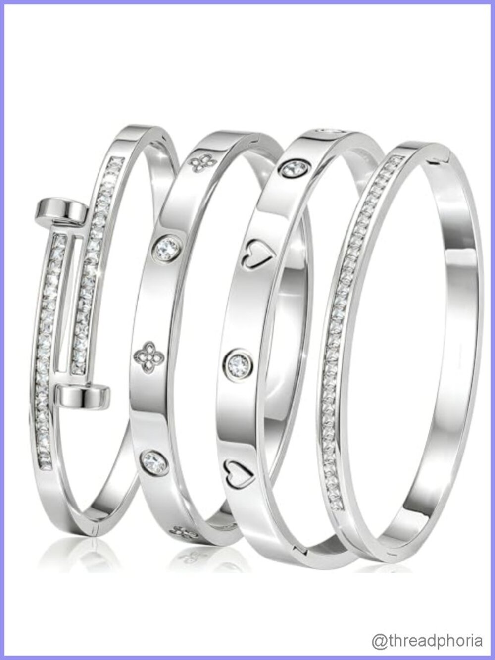Gold Bangle Bracelets for Women, 18K Gold Plated Stainless Steel Stackable